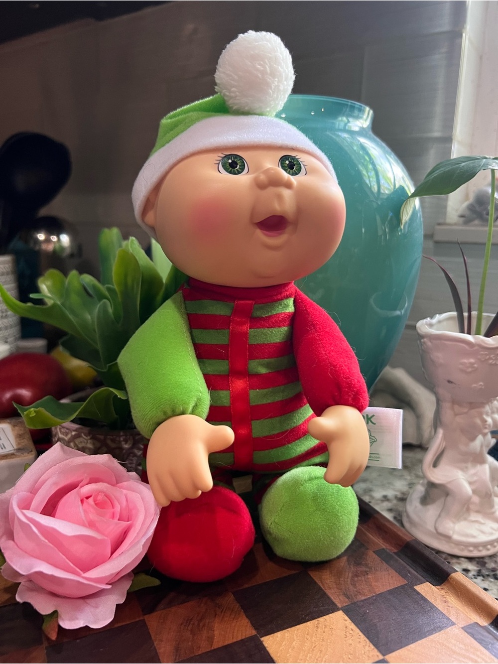Holiday Cabbage Patch Kid Plush Baby Doll in Red & Green